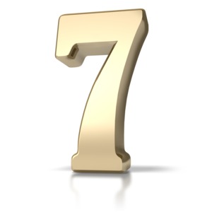A large gold number seven (7).