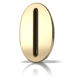 A large gold number zero (0).