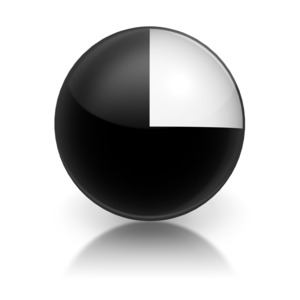 A harvey ball with a quarter white and three quarters black represents a numeric five.