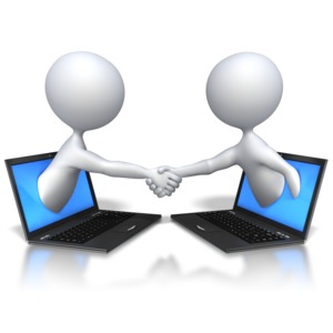 two people working together clipart