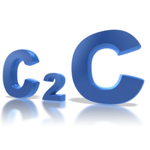 This clip art shows text initials C2C which stands for customer to customer business.