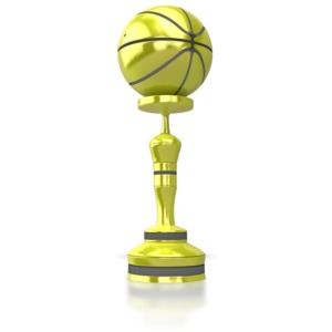 This clip art image shows a basketball gold trophy.