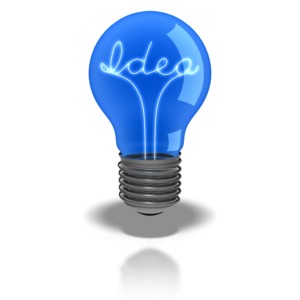 I light bulb with the filament forming the word &#039;Idea&#039;.