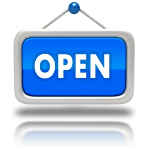 An image of a hanging sign that says &quot;open&quot;