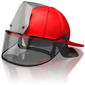 This clip art image shows an image of a firefighters helmet 