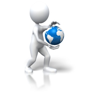 An image of a stick figure levitating the earth in between hands.