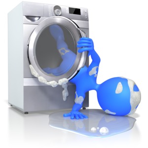 A stick figure falls to the floor after being all washed up.