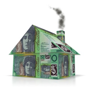 This clip art image shows a house made out of one hundred Australian dollar bills.  This graphic could be used in presentations about housing real estate, home owners, finance, loan, investment, debt, mortgage, and selling .