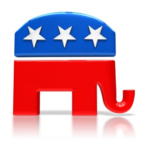 This clip art image shows a Republican elephant party symbol.
