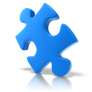 A shiny single puzzle piece at a perspective angle.