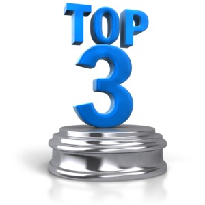 An image of the text &quot;top 3&quot; on the top of a silver pedestal.