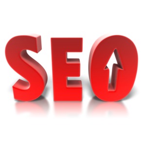 An image containing the words SEO which stands for Search Engine Optimization &amp; in the middle of the O, of SEO, is an arrow pointing upward.