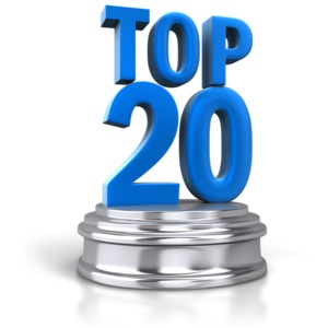 An image of the text &quot;top 20&quot; on the top of a silver pedestal.