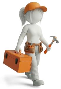 Download this Presentation Clipart of a woman carpenter to enhance your presentation design focused on empowerment and skills in construction.