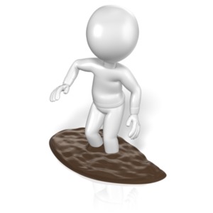 A stick figure tries to free it&#039;s legs from a pool of sticky mud.