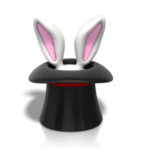 An image of a hat with some bunny ears sticking out of the top.