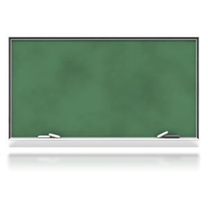 This clip art shows a blank chalkboard with chalk and eraser.