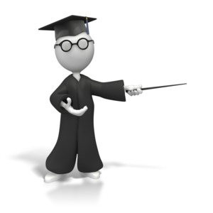 An image of a professor pointing to the right. You can insert your own image to the right to display.