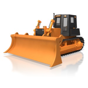 This clip art image shows a construction bulldozer parked.