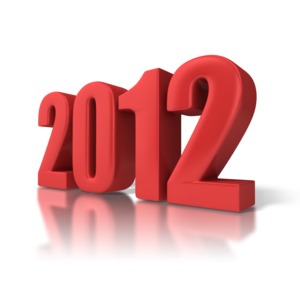 The year 2012 in a big red 3D perspective font.