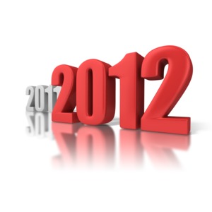 A bold 2012 stands in the foreground and the past year of 2011 is in the background.