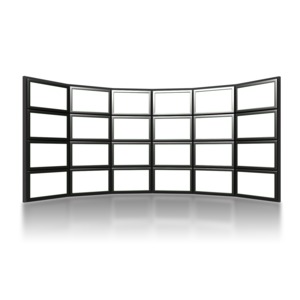 A wall of flat panel televisions or monitors.  The screens are transparent allowing you to place your own images behind the screens in PowerPoint or other software.