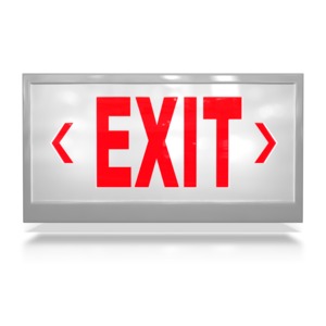 This clip art image shows a door exit sign.