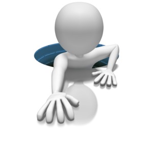 A stick figure tries desperately to climb out of a hole.