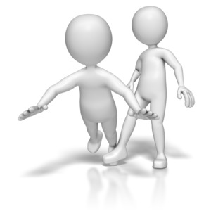 A stick figure trips another stick figure walking by.