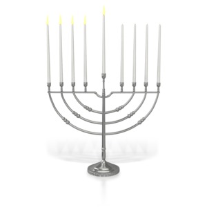 This clip art image shows a menorah with fourth night candle lit.
