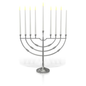 This clip art image shows a menorah with the shamash candle lit.