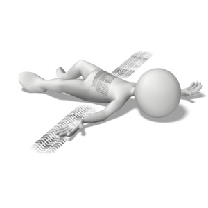 A figure has been run over by a car in this concept of feeling run down or injured by someone or something else.