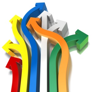 An image of a group of arrows curving upward.