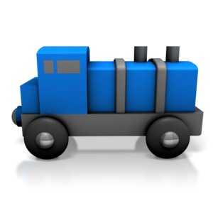 This clip art image shows the first piece of a toy train.  One of four piece toy train collection.