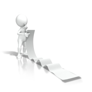 An image of a stick figure reading a long list.