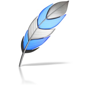 This clip art image shows a single colored feather.