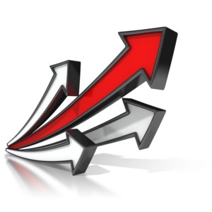 An image of a colored arrow leading the group rising upward.