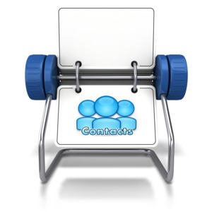 An image of a rotary file card holder viewing contacts.