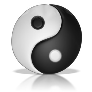 This clip art shows a yin yang Tao symbol united together as one.  