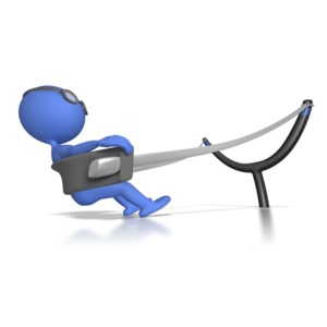  risk-taker stick figure is ready to launch into the air.