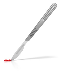 This clip art shows a scalpel cutting an incision.
