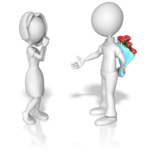 This clip image shows a stick figure asking another out on a date.