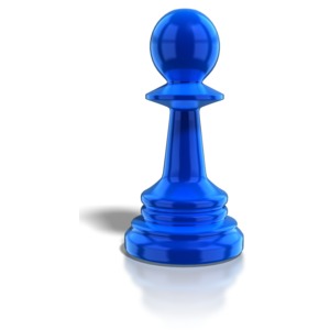 A blue pawn piece.