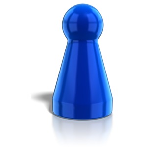 A blue pawn piece.