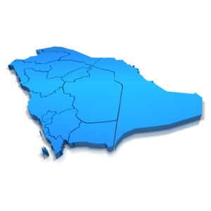This clip art image shows a 3D Saudi Arabia map.