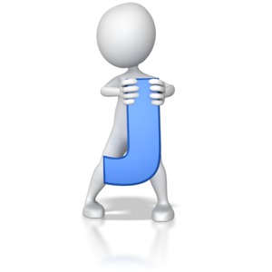 stick figure holding letter j