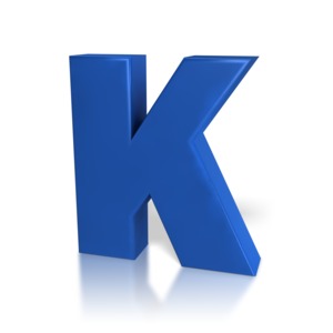 A piece of clipart with a blue K.