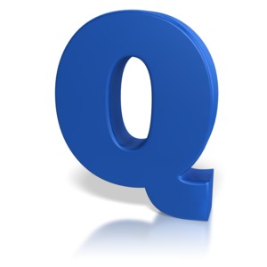 A piece of clipart with a blue Q.