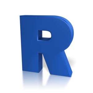 A piece of clipart with a blue R