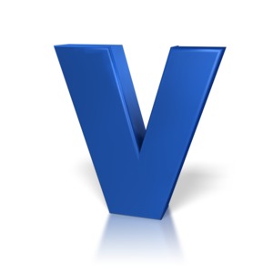 A piece of clipart with a blue V